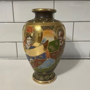 VTG Japanese Satsuma Vase with Faces